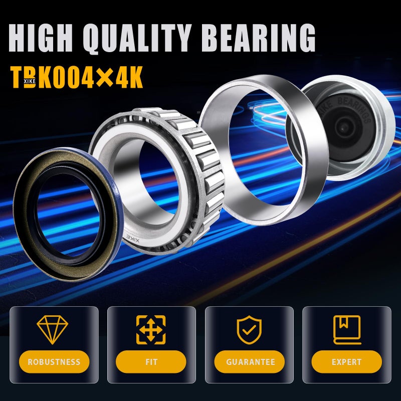 XiKe 4 Set Fits 25mm Axles Trailer Wheel Hub Kit, 30205 Bearings, 473551TB Seal, OD 52mm Dust Cover and Cotter Pin. - Image 3